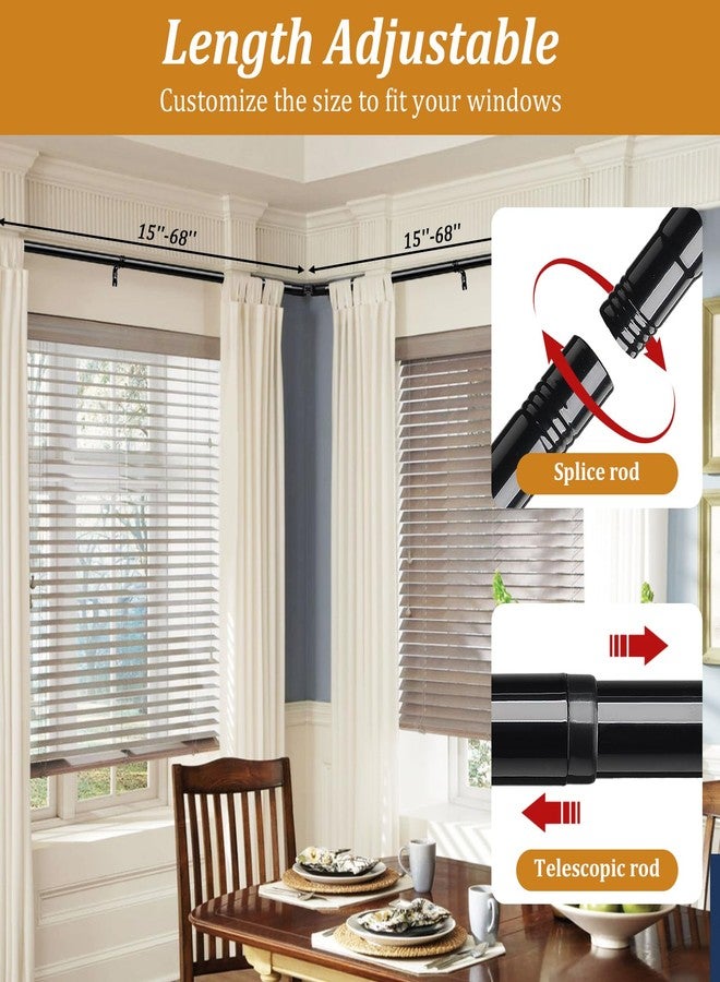 HOSKO 2PCS Corner Curtain Rod for Windows 30 to 136 Inches, 1 Inch Diameter Adjustable L Shaped Curtain Rod for Corner Window - Image 5